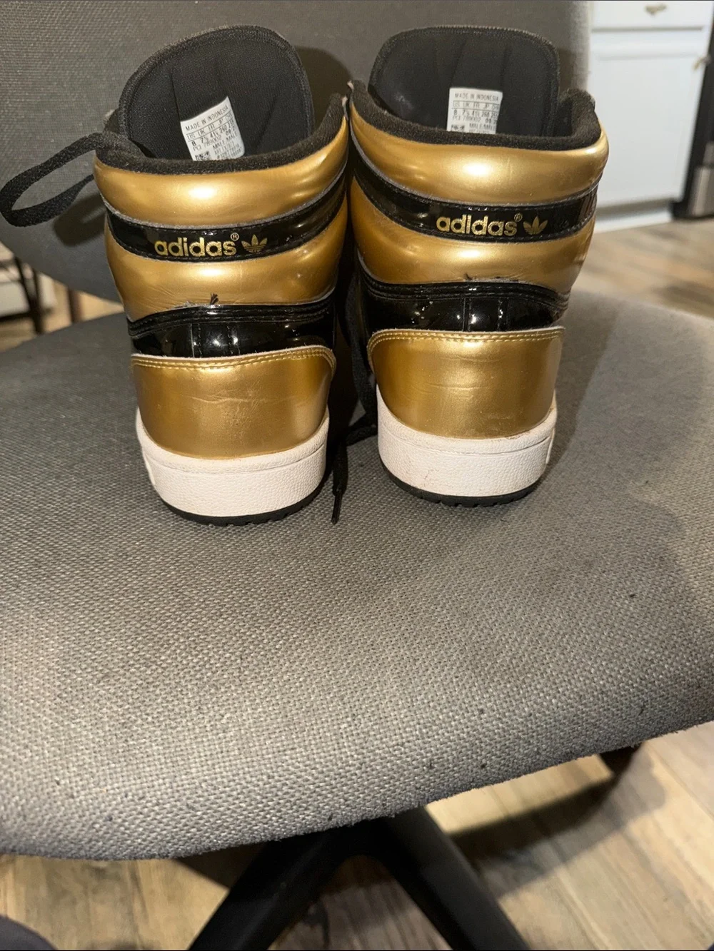 adidas Kids Black and Gold High-Top Sneakers